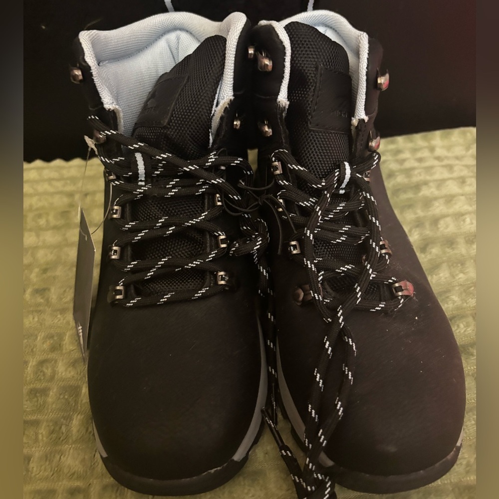 Black Hiking Boots with White Accents